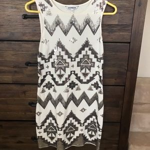 White and silver sequin bodycon dress